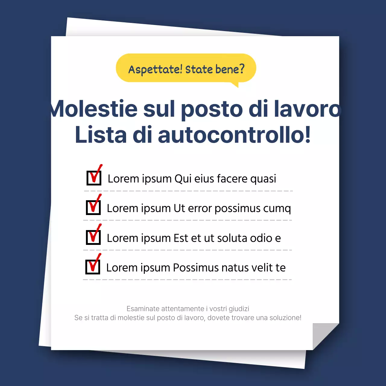 Un semplice post di consulenza sul diritto del lavoro in giallo e blu navy