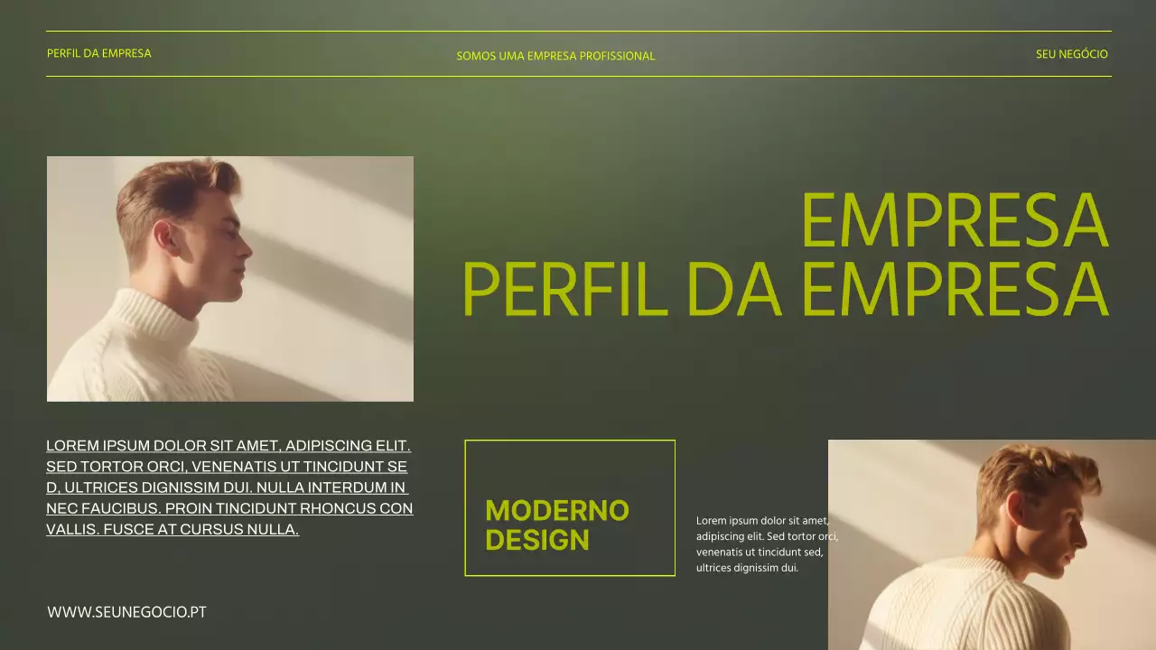 Apresentação de empresa verde e preta