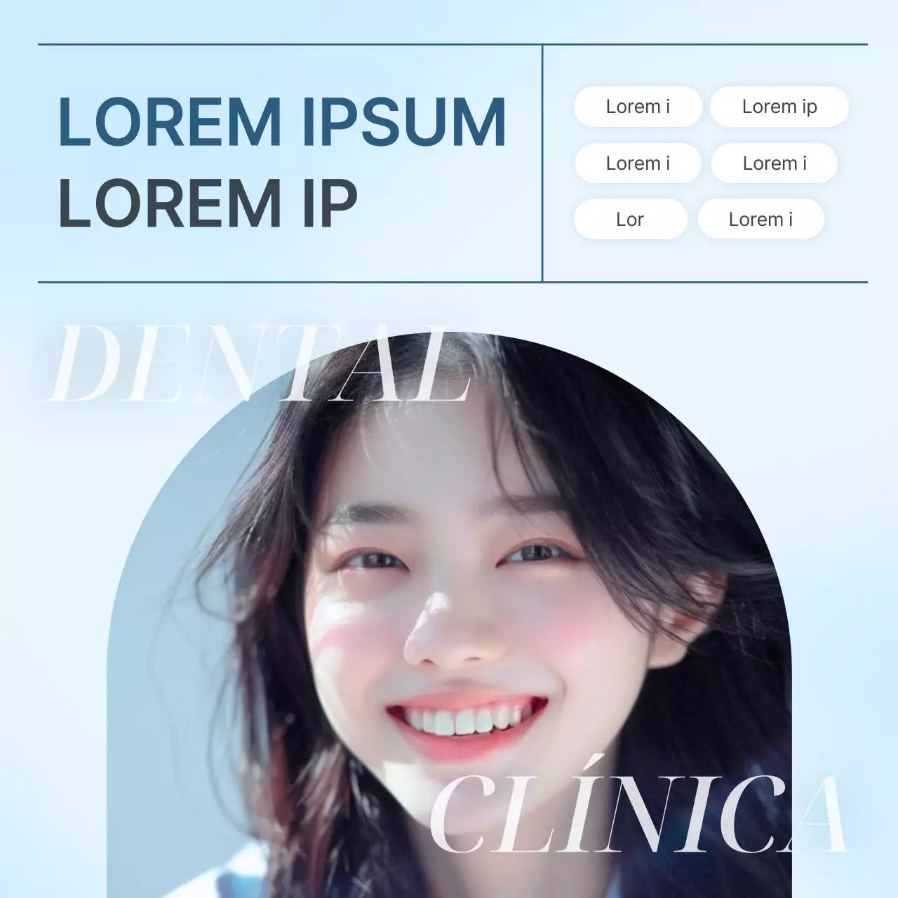 Un sencillo kit de redes sociales de marketing para consultas dentales en blanco y azul claro para promocionar la consulta.