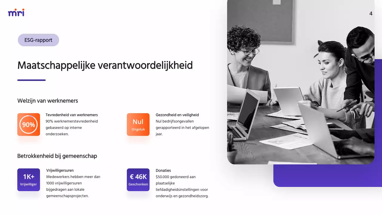 Paars en Oranje Modern ESG-bedrijfsrapport
