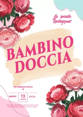 Inviti floreali rosa chic per la festa del bebè
