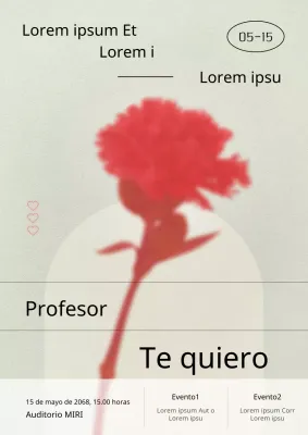 Un cartel clásico del Día del Profesor en rojo y hoja de loto
