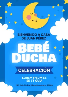 Azul Blanco Simple Fantasía Baby Shower Celebración Mensaje de bienvenida