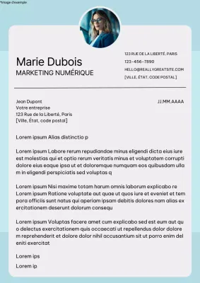 Lettre de motivation d'un employé moderne en bleu et blanc