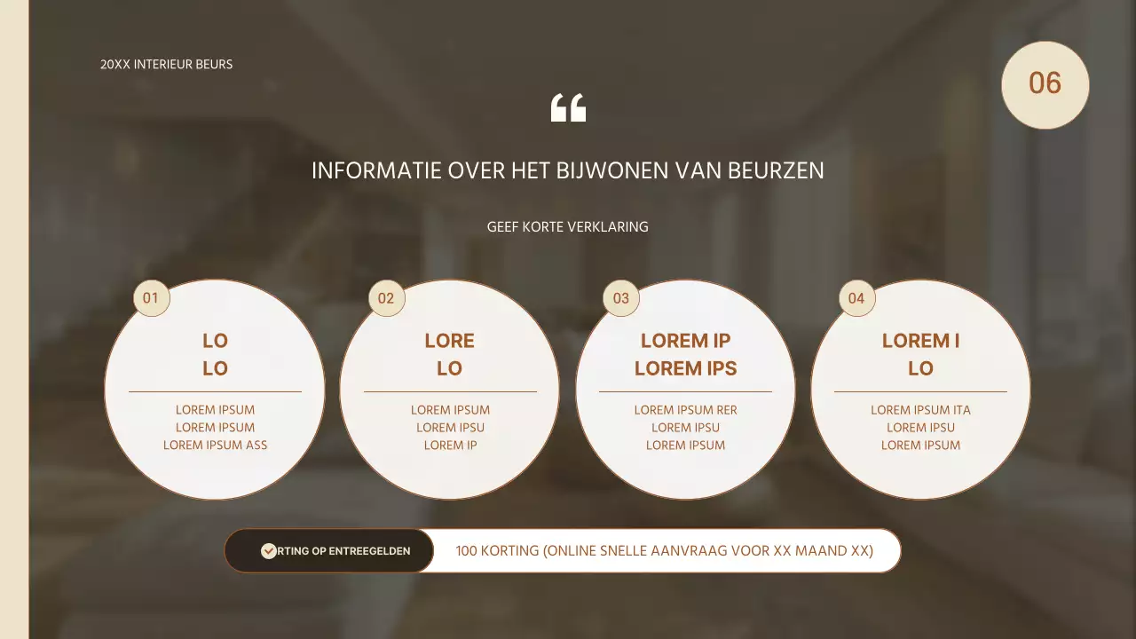 Eenvoudig beursvoorstel voor interieur in beige en bruin