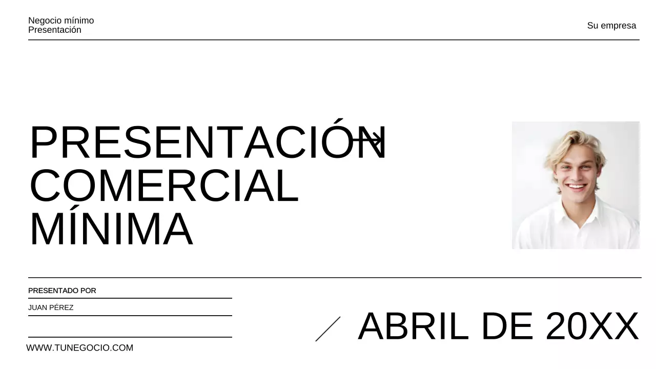 Presentación empresarial minimalista en blanco y negro