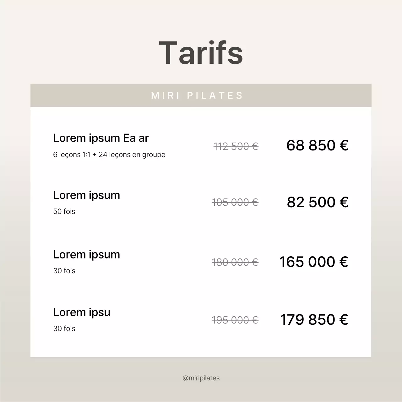 Modern Pilates in Beige and Yellow Social Media Marketing Pricing and Event Promotion