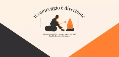 Design da campeggio con illustrazione di una persona che arrostisce marshmallow