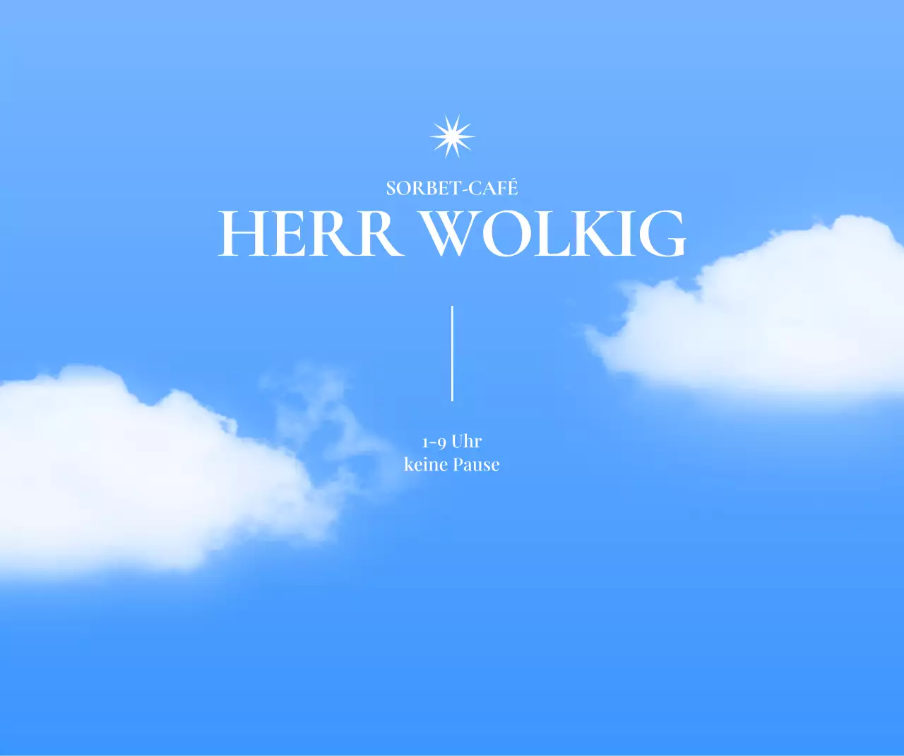 Ein lyrisches Design mit schwebenden Wolken in einem blauen Himmel