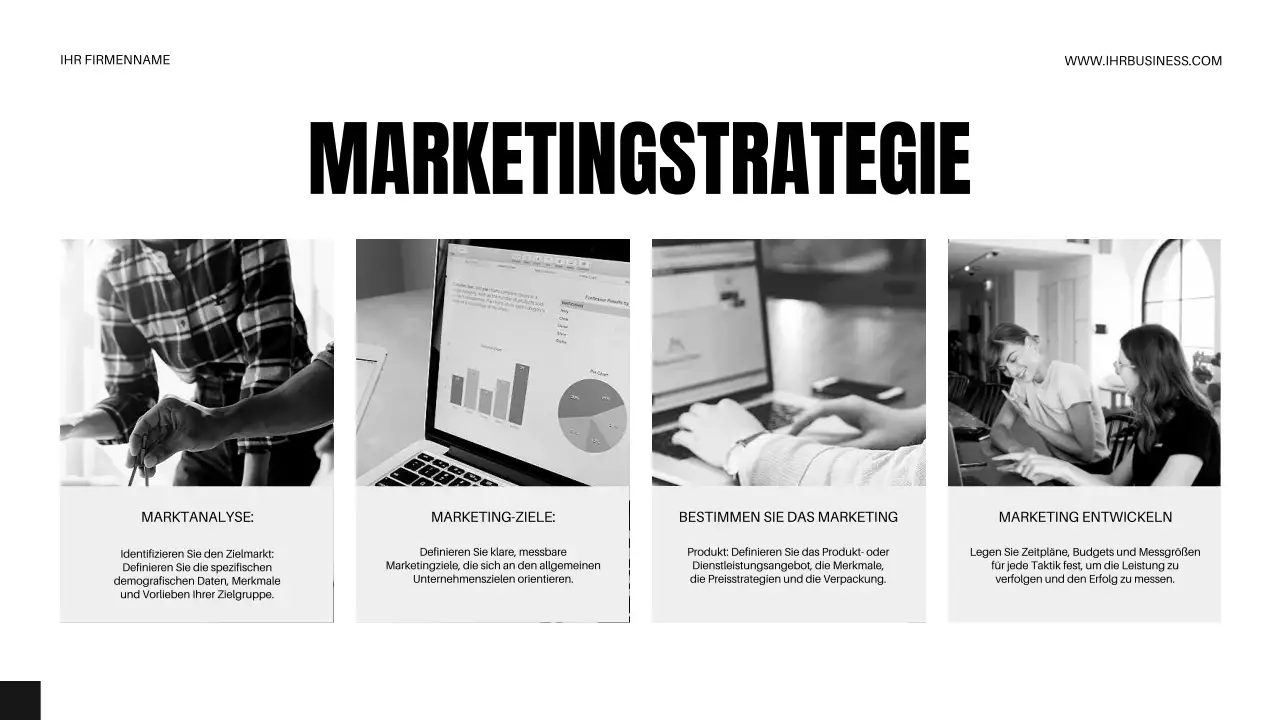 Schwarz-weiße Minimal Business-Strategie