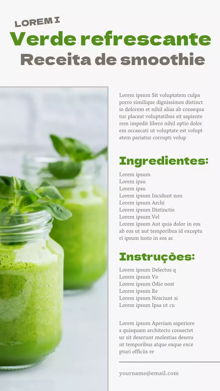 Receita de batido verde refrescante natural verde e branco