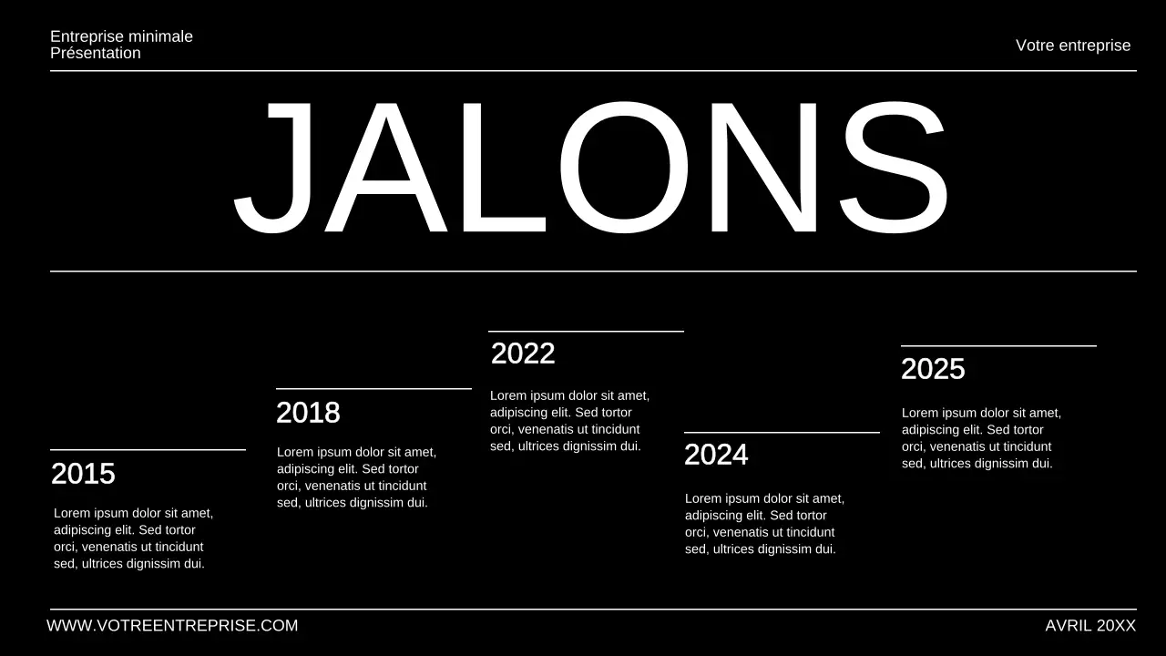 Présentation d'entreprise minimale en noir et blanc