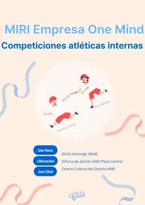 Un sencillo folleto de empresa para el día del deporte en azul y beige