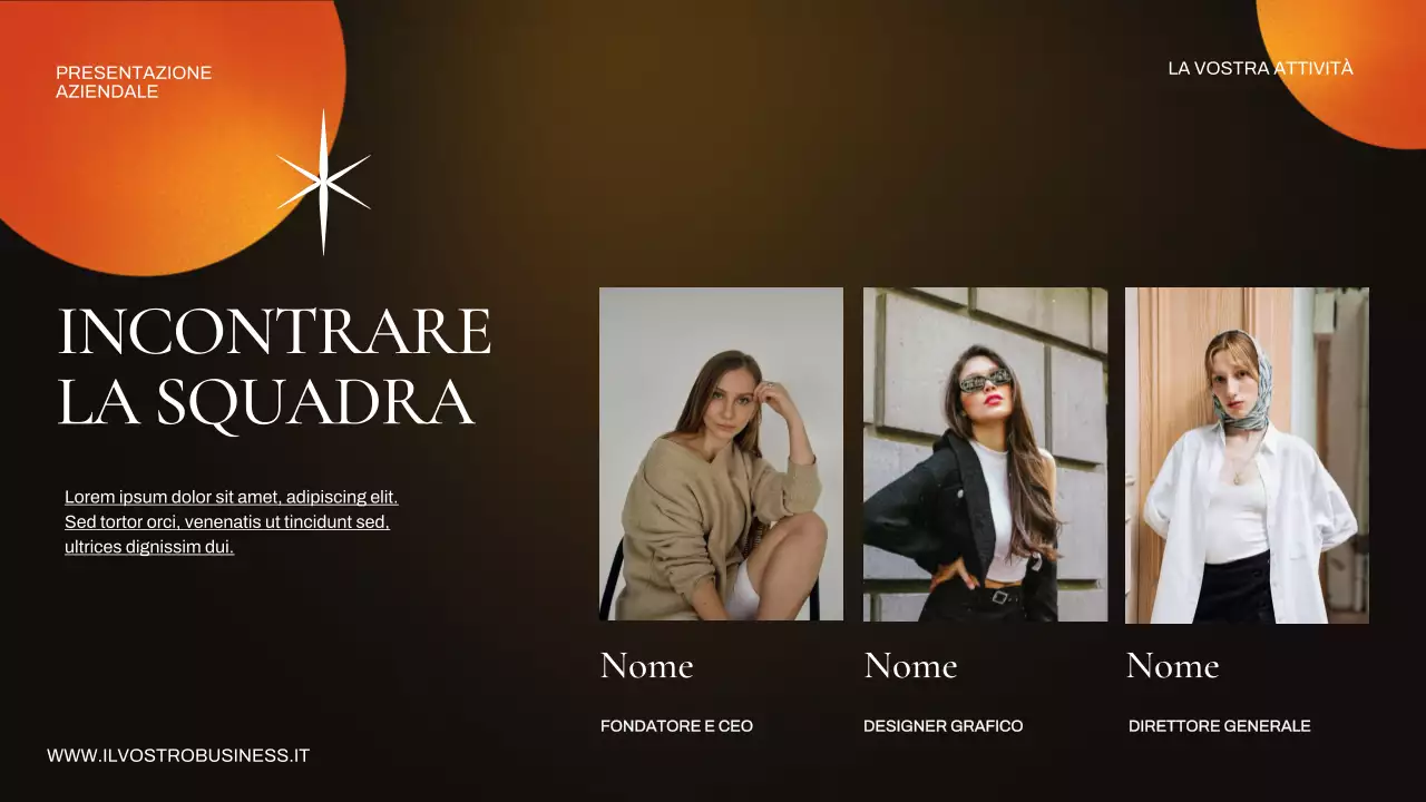 Presentazione aziendale arancione e marrone