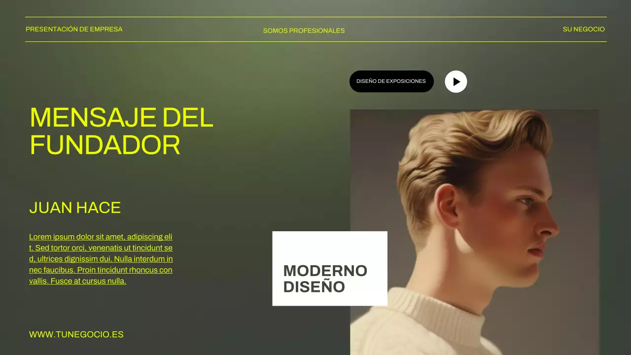 Presentación empresarial en verde y negro