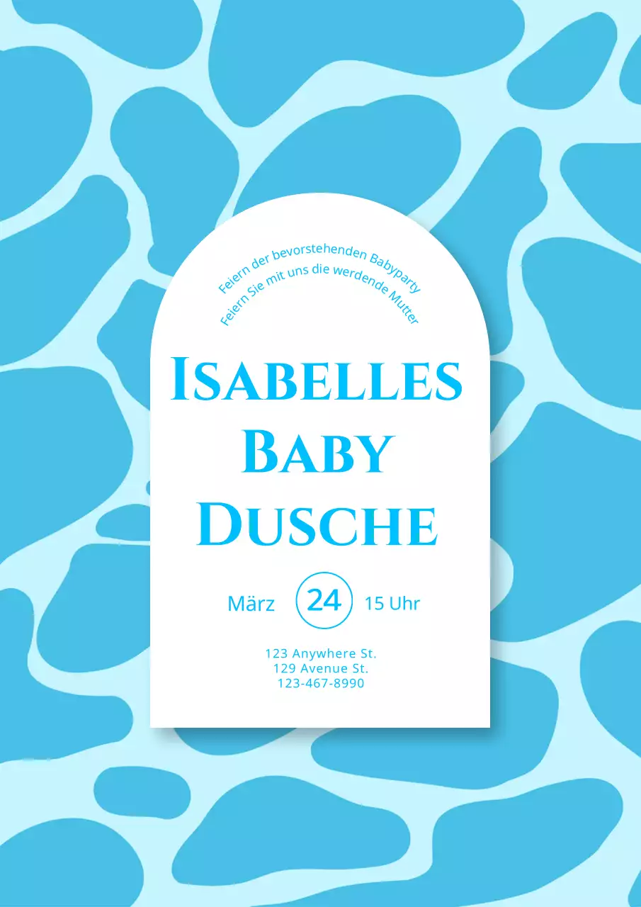 Blaue und weiße abstrakte Babyparty-Einladung