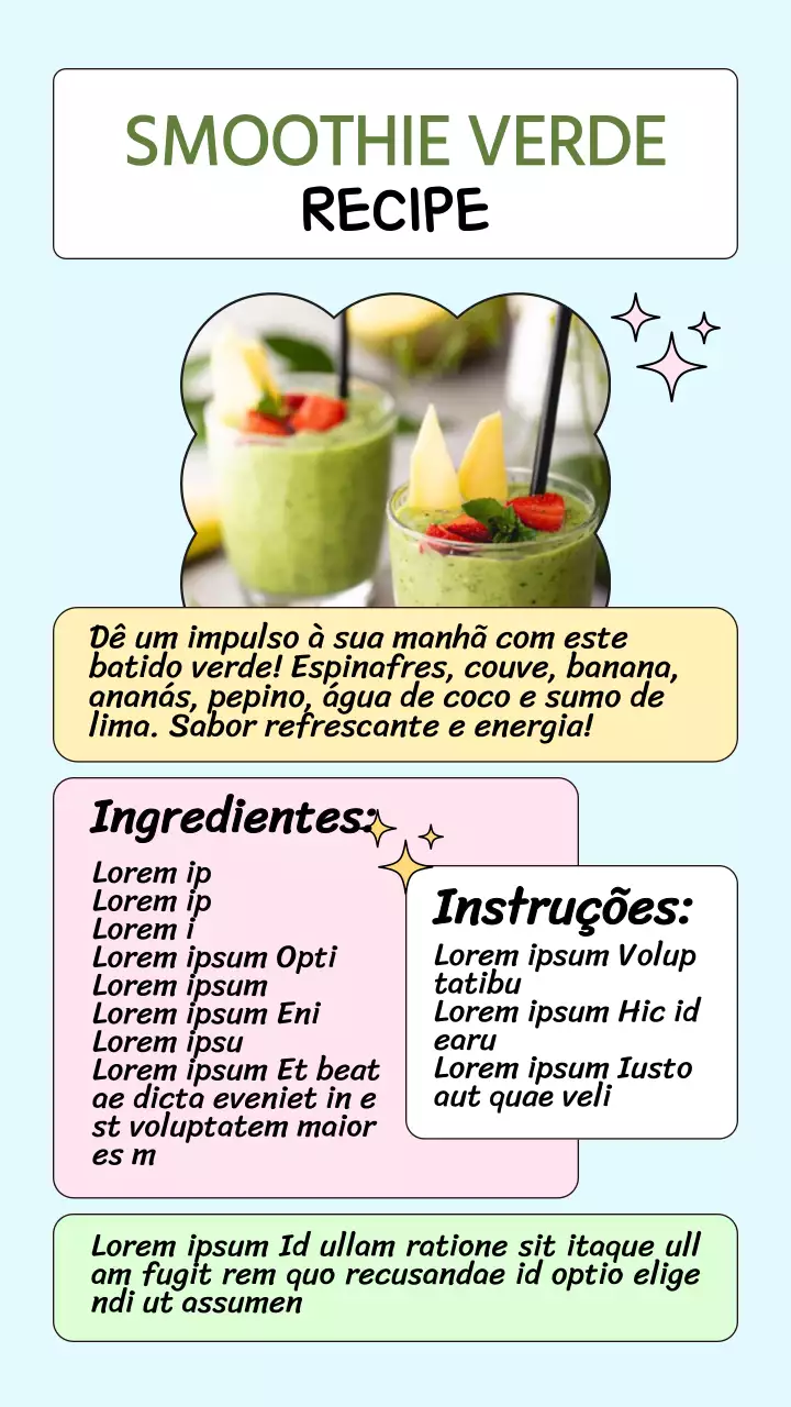 Receita de batido verde refrescante natural azul e verde