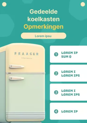 Aankondiging van een moderne gemeenschappelijke koelkast in mint en ivoor