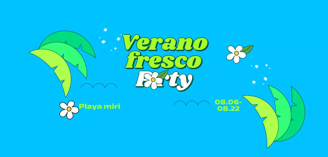 Un festival de verano fresco y refrescante con palmeras y flores