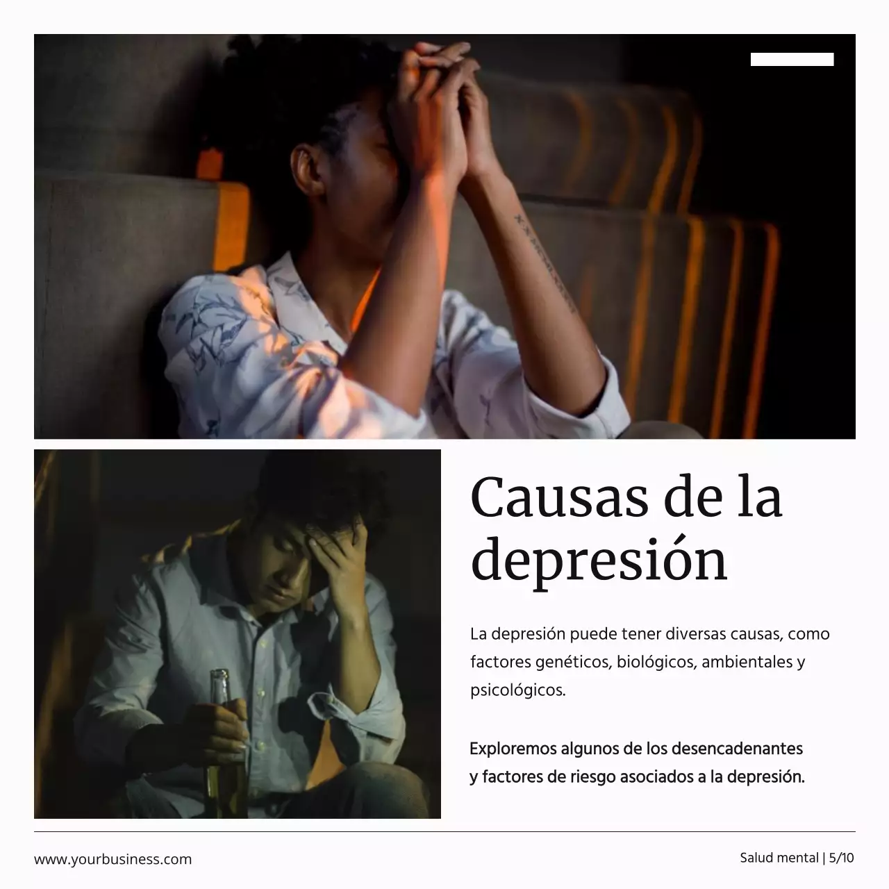 Campaña de salud mental en blanco y negro Publicidad mínima