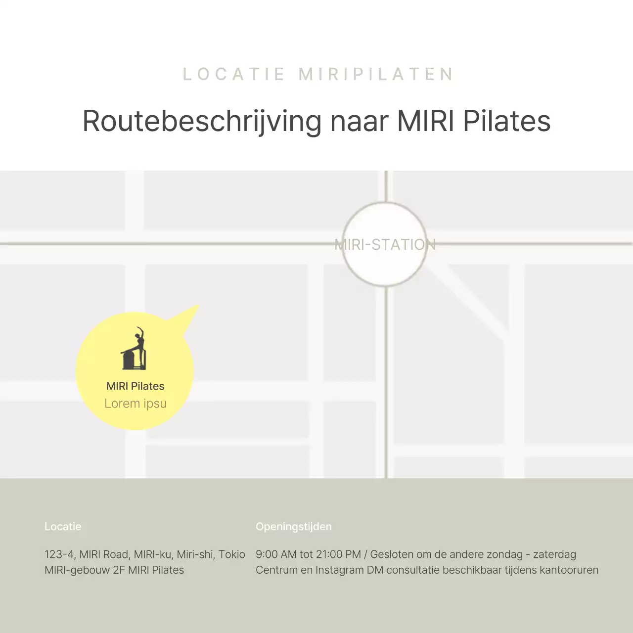 Beige en gele moderne Pilates social media marketing aankondiging