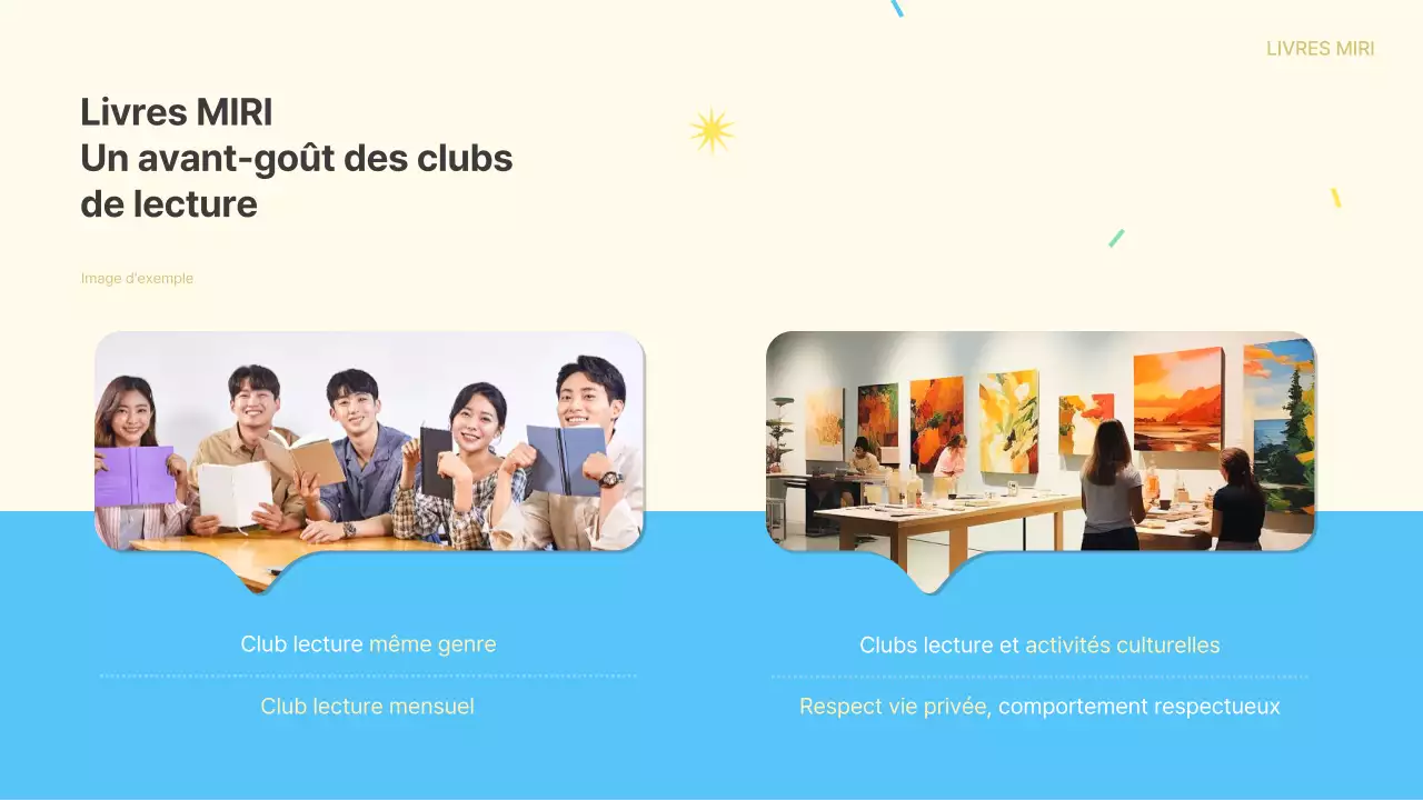 Promouvoir l'adhésion à un club de lecture jaune et bleu clair