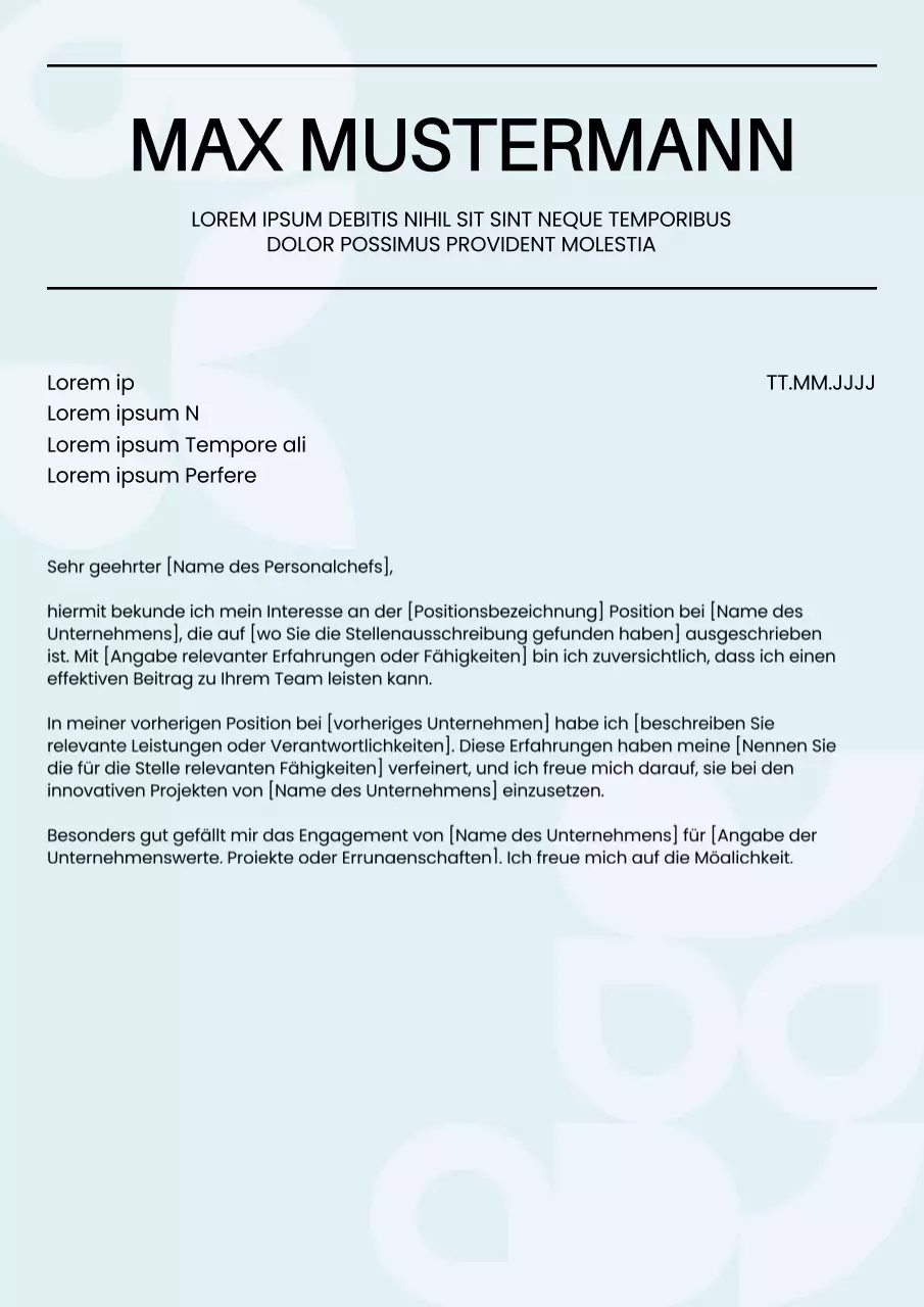 Blau und Schwarz Minimal Lebenslauf Anschreiben für Mitarbeiter