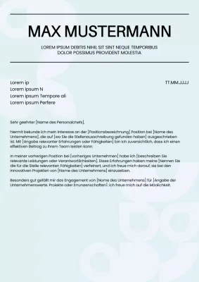 Blau und Schwarz Minimal Lebenslauf Anschreiben für Mitarbeiter