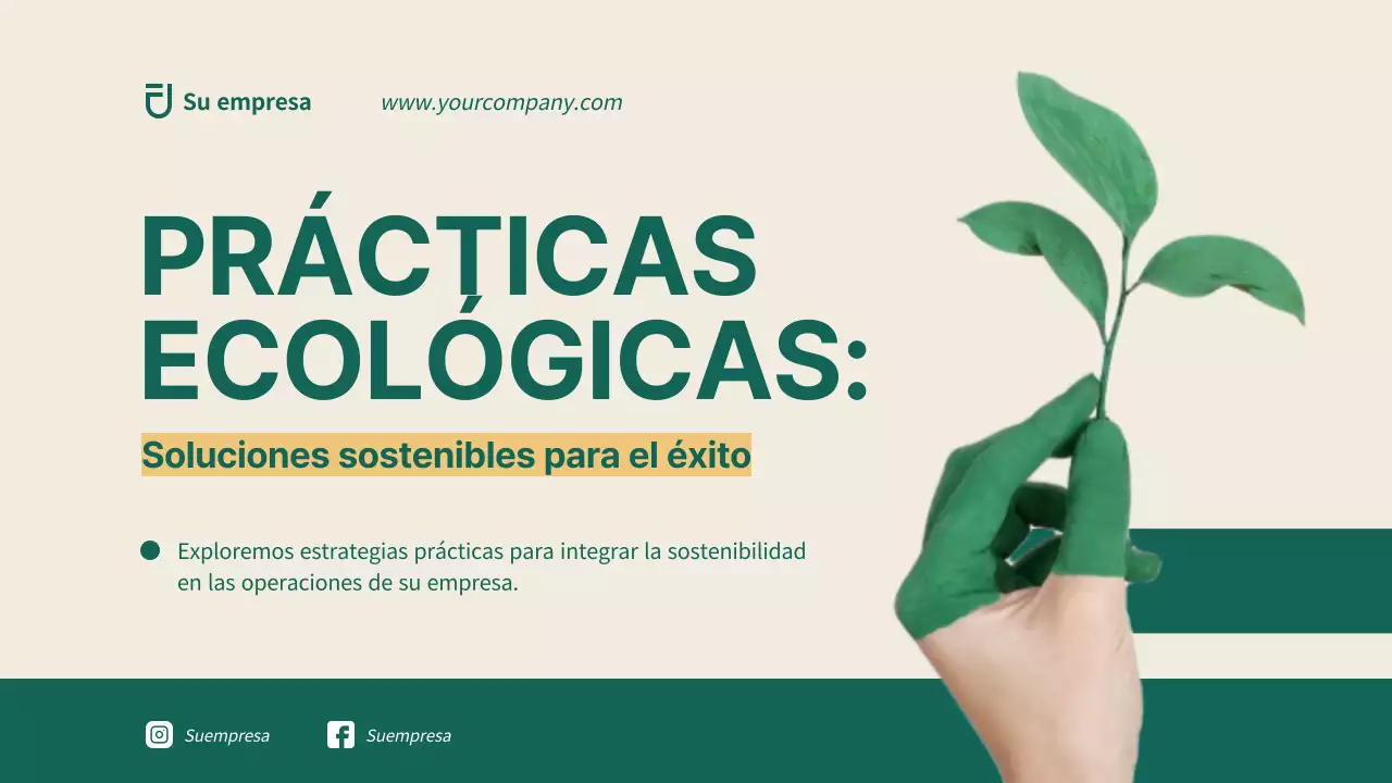 Verde y amarillo Simple Business Estrategia de soluciones sostenibles