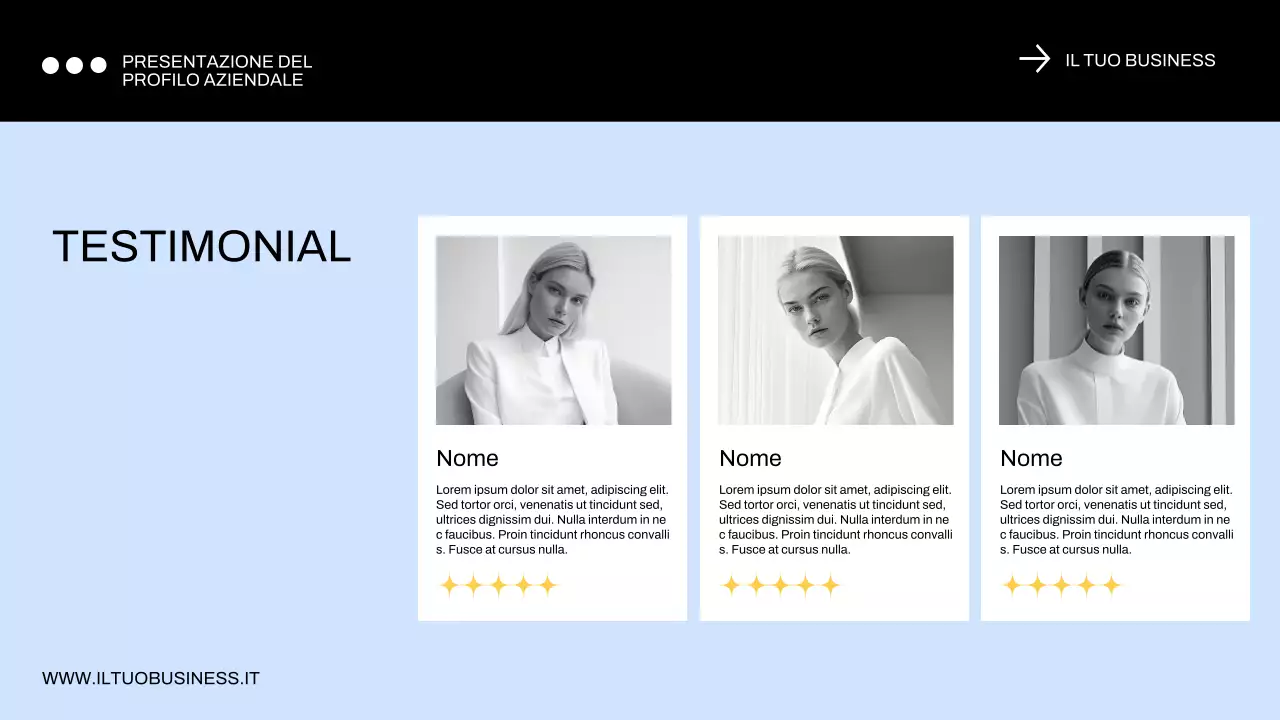 Profilo aziendale minimale blu e nero