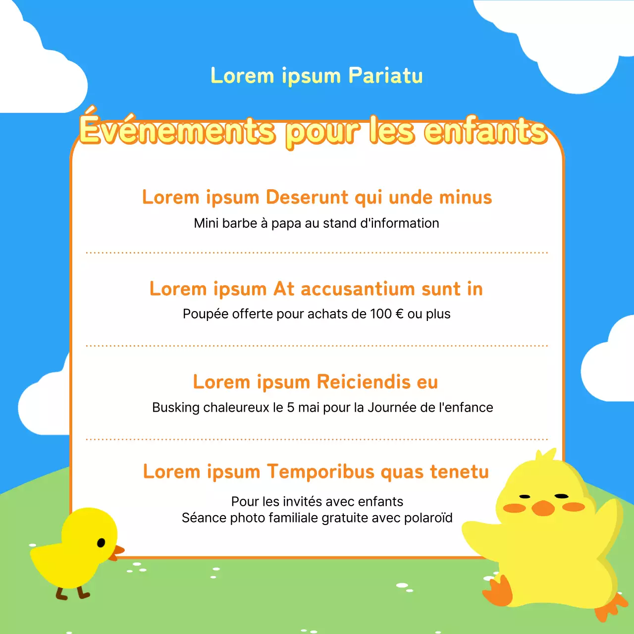 Annoncez un événement jaune et vert pour la Journée de l'enfance