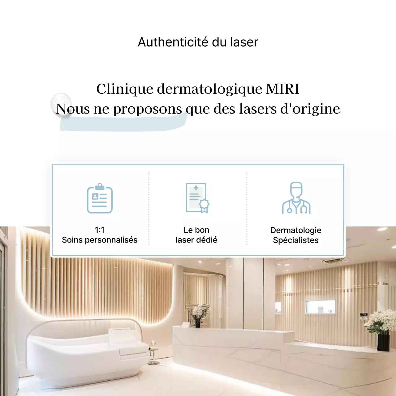 Dermatologie simple en blanc et bleu clair pour promouvoir le guide d'information de l'hôpital