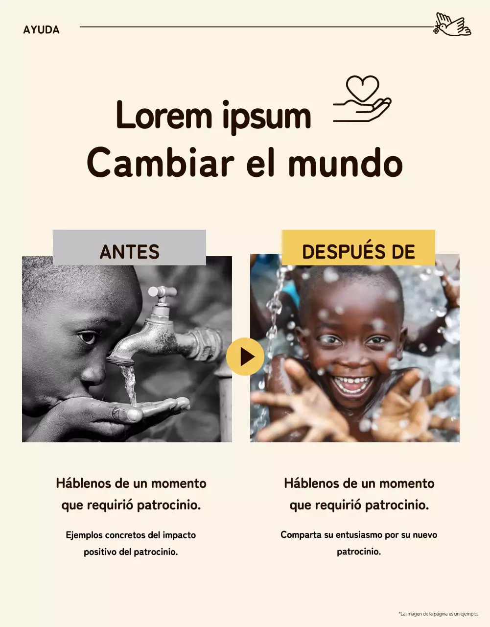 Una sencilla llamada a la acción en amarillo y beige