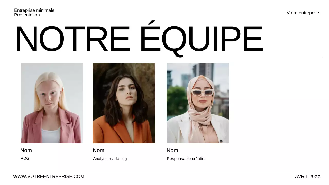 Présentation d'entreprise minimale en noir et blanc