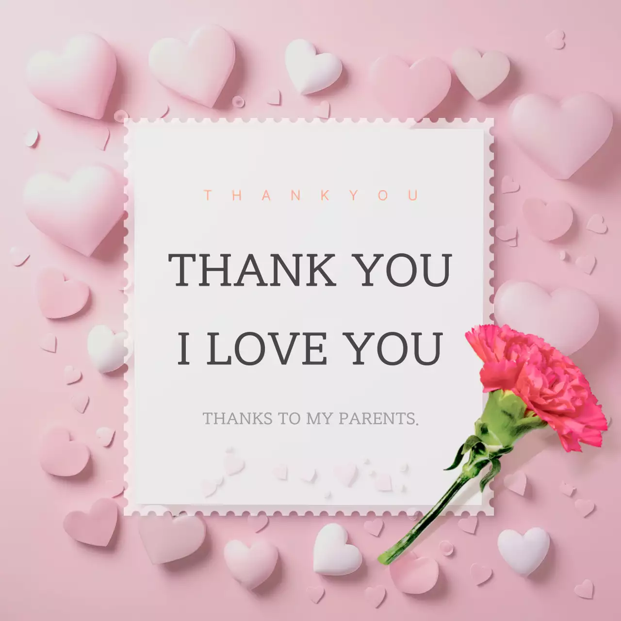 Pink Simple Thank You Card Social Media Post