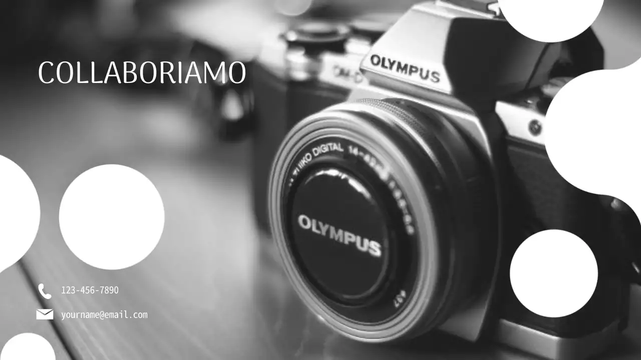 Portafoglio di presentazione del fotografo moderno in bianco e nero