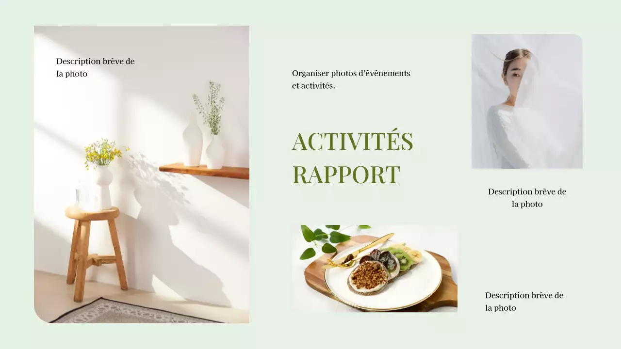 Collage de photos minimales vertes Présentation d'un portefeuille d'entreprise