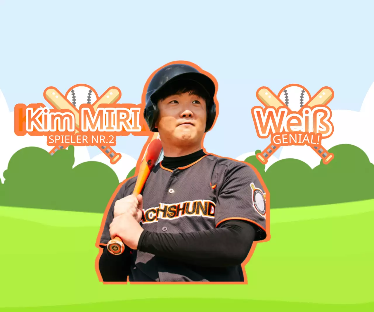 Orange und grün Baseballfeld Illustration jubeln Konzept