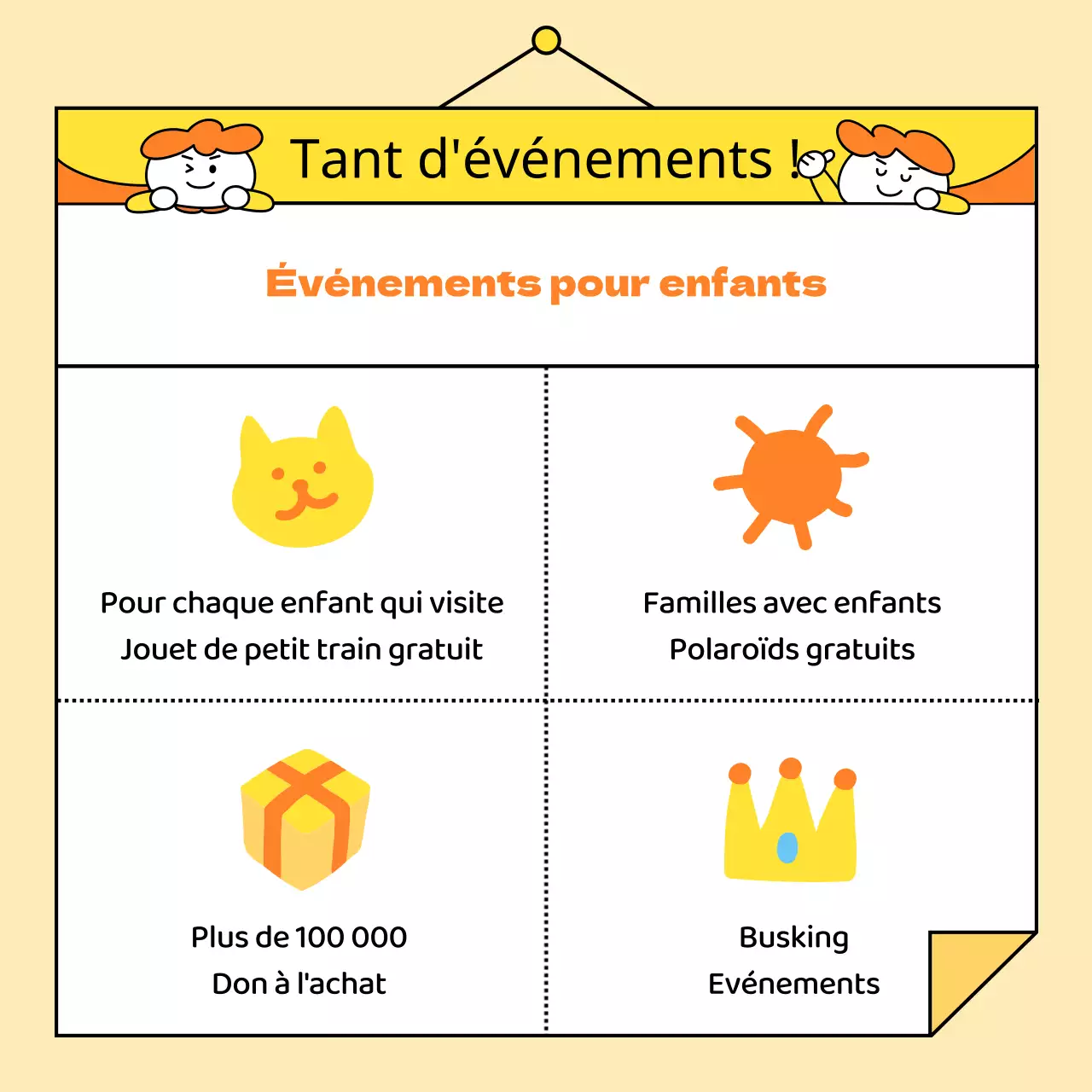 Une annonce simple pour la Journée des enfants en jaune et orange