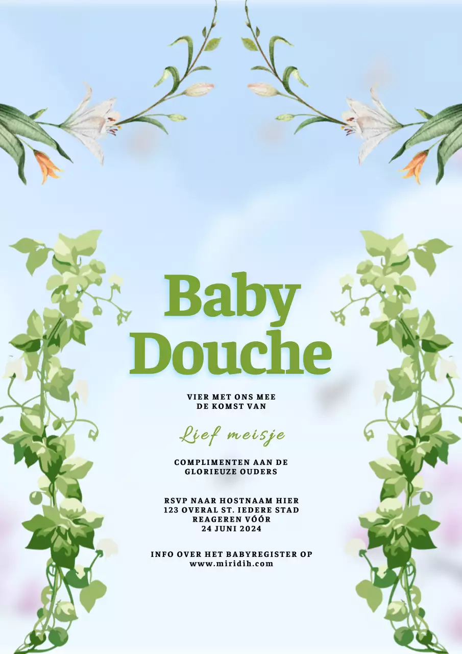 Mint en Groen Klassieke Baby Shower Uitnodiging