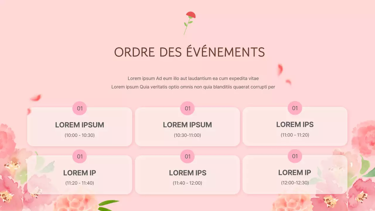Un programme simple pour la fête des mères dans une présentation événementielle rose et marron