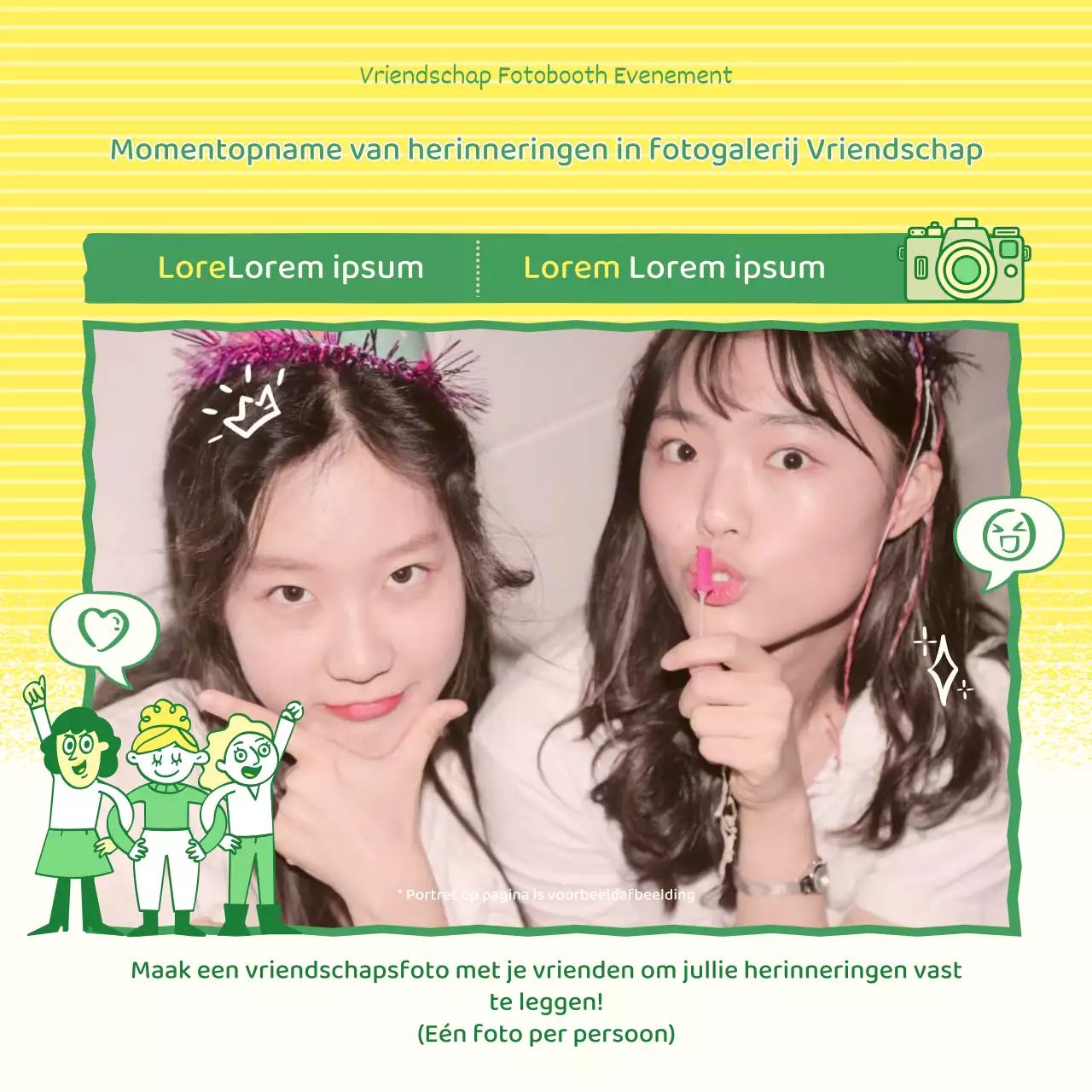 Een kitscherige geel met groene vriendschapscampagnepost