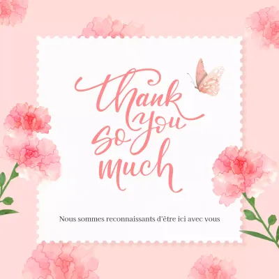 Un joli mot de remerciement rose et blanc pour le mois de novembre