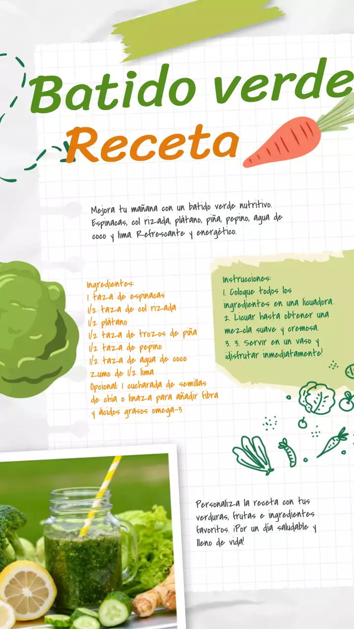 Receta de batido verde refrescante Green and Brown Natural