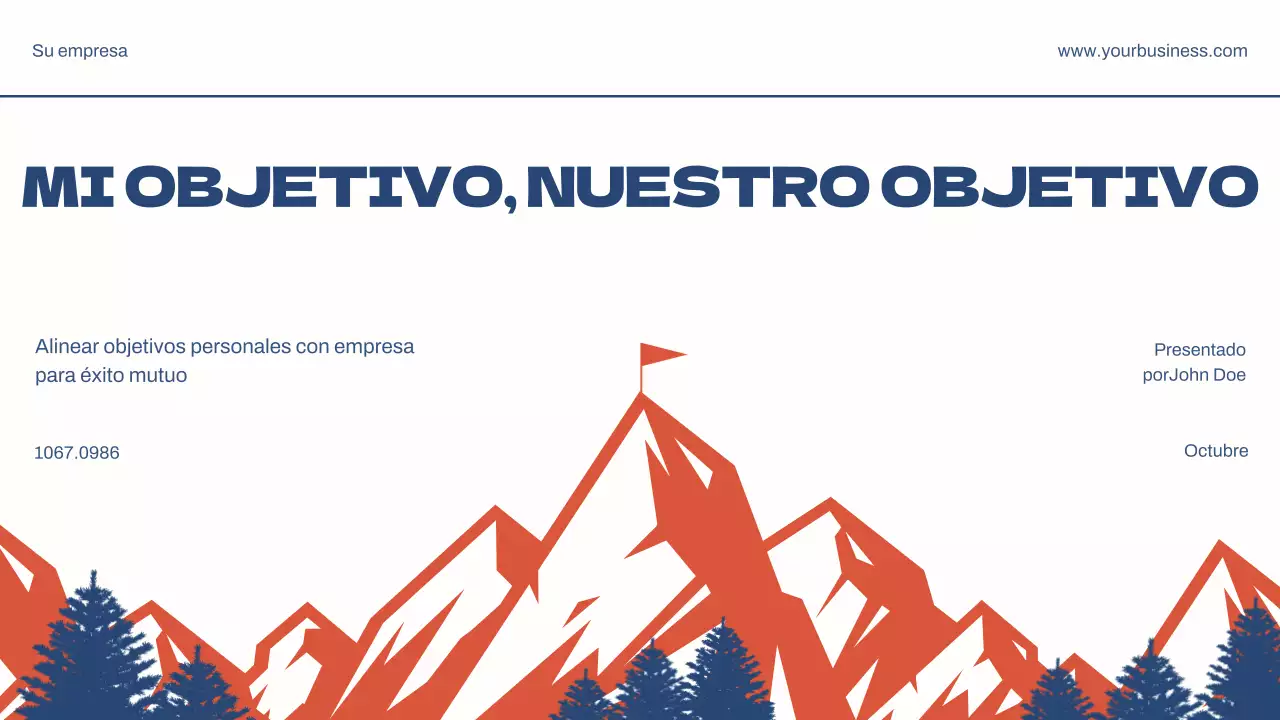 Azul Rojo Presentación empresarial simple para plan de objetivos