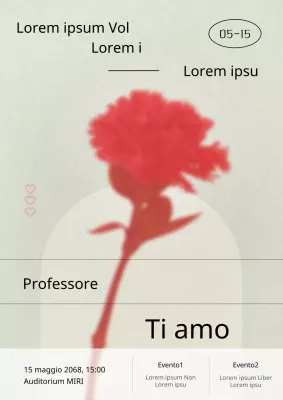 Un classico manifesto per la Giornata degli Insegnanti in rosso e foglia di loto