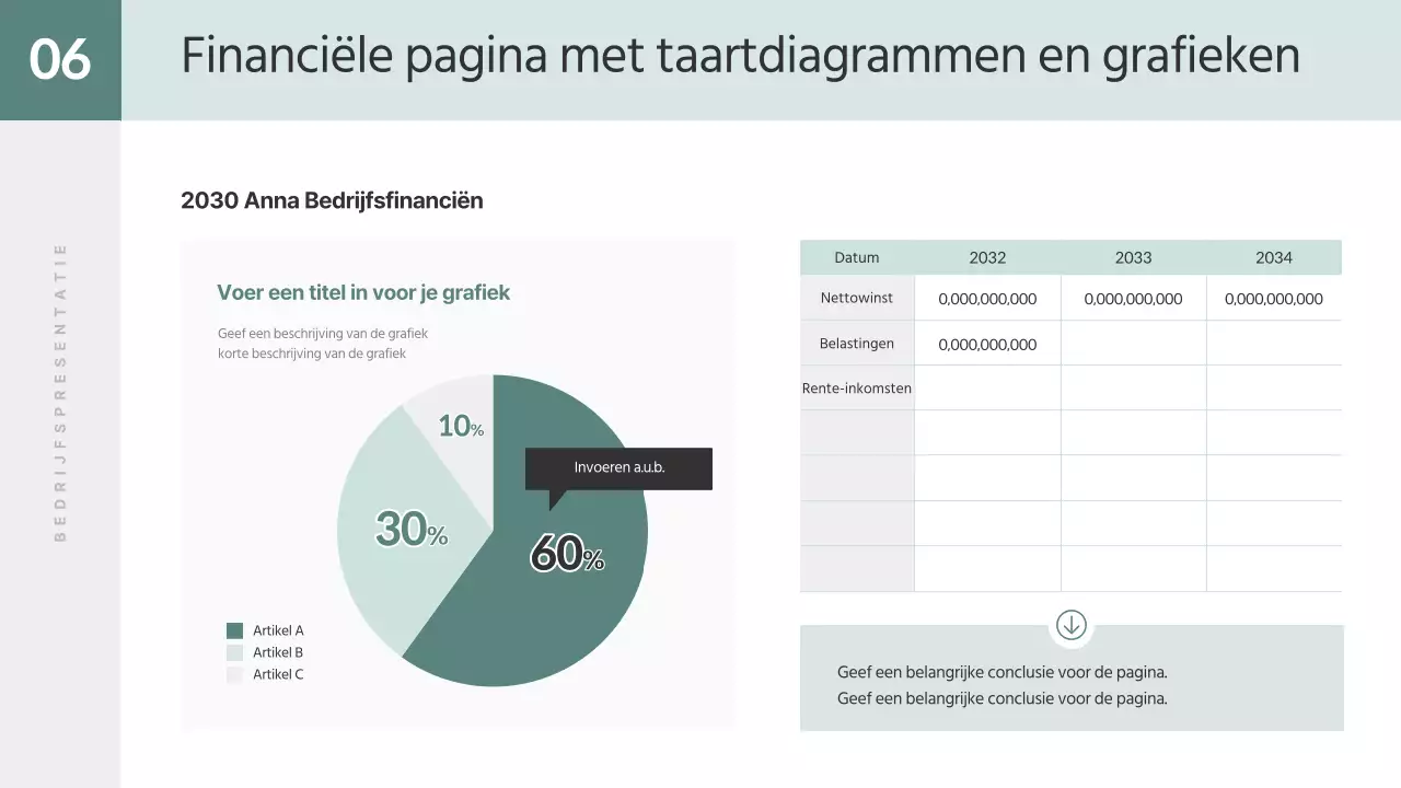 Een eenvoudig zakelijk rapport in groen en wit