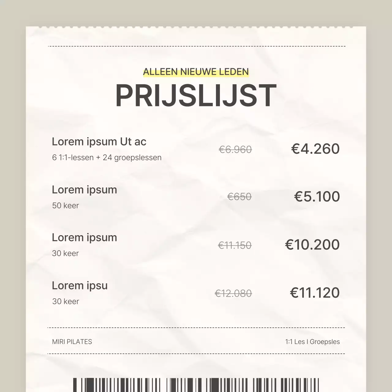 Modern Pilates in Beige en Geel Social Media Marketing Prijzen en Promotie van evenementen