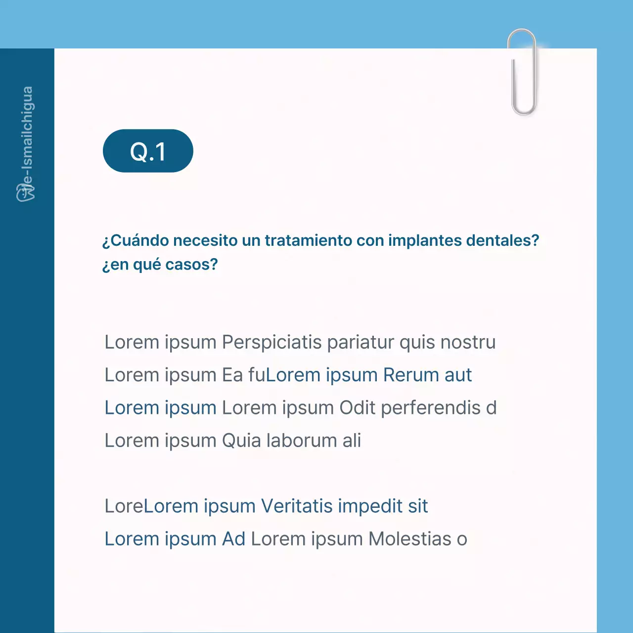 Una sencilla consulta dental en blanco y azul claro para promocionar la consulta Q&APromocionar la consulta