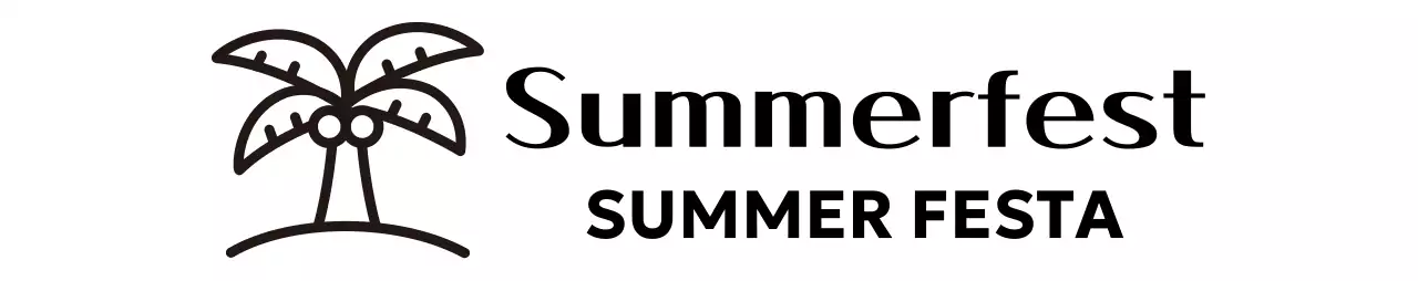 Festival musim panas yang semilir dengan ilustrasi pohon palem